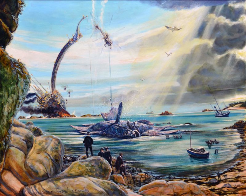 Fritz Aigner, Gemälde, Der erlegte Riesenfisch