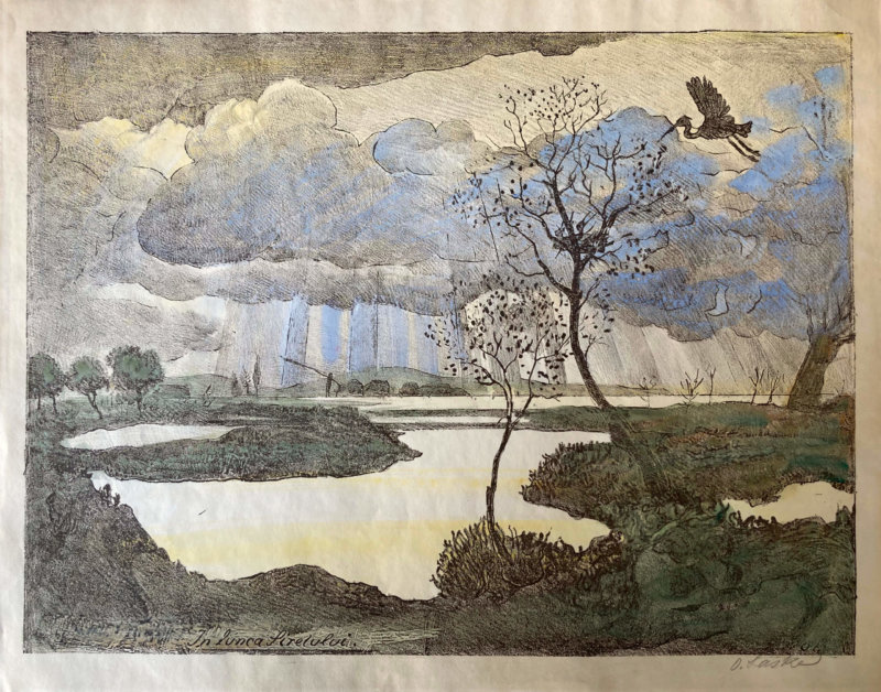 Oskar Laske, In Lunca Siretului - Lithographie